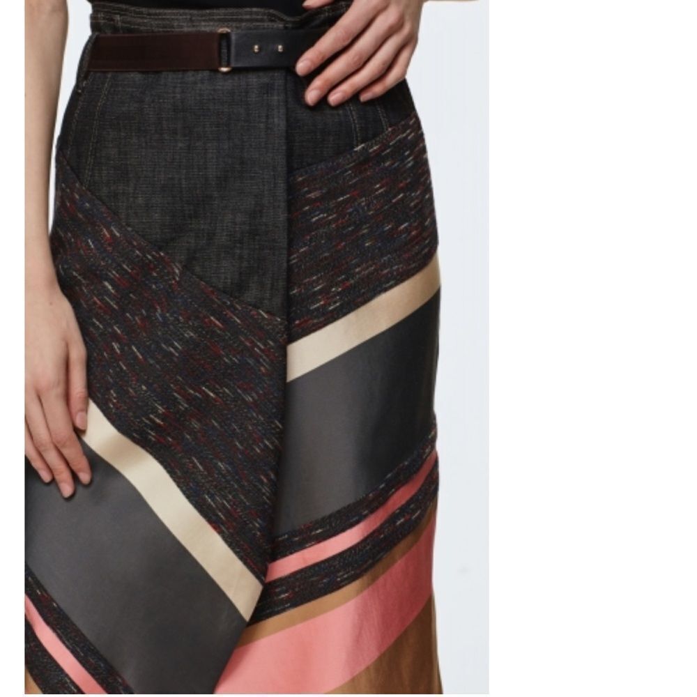Asymmetrical Women's Skirt in Black, Pink, and Tan - Picture 4 of 16